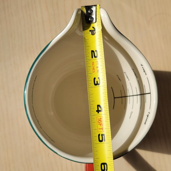 Pioneer Woman 1 Qt Measuring Cup Pitcher 4 Cup Vintage Geo Dot Pattern Green/Red - Picture 12 of 12